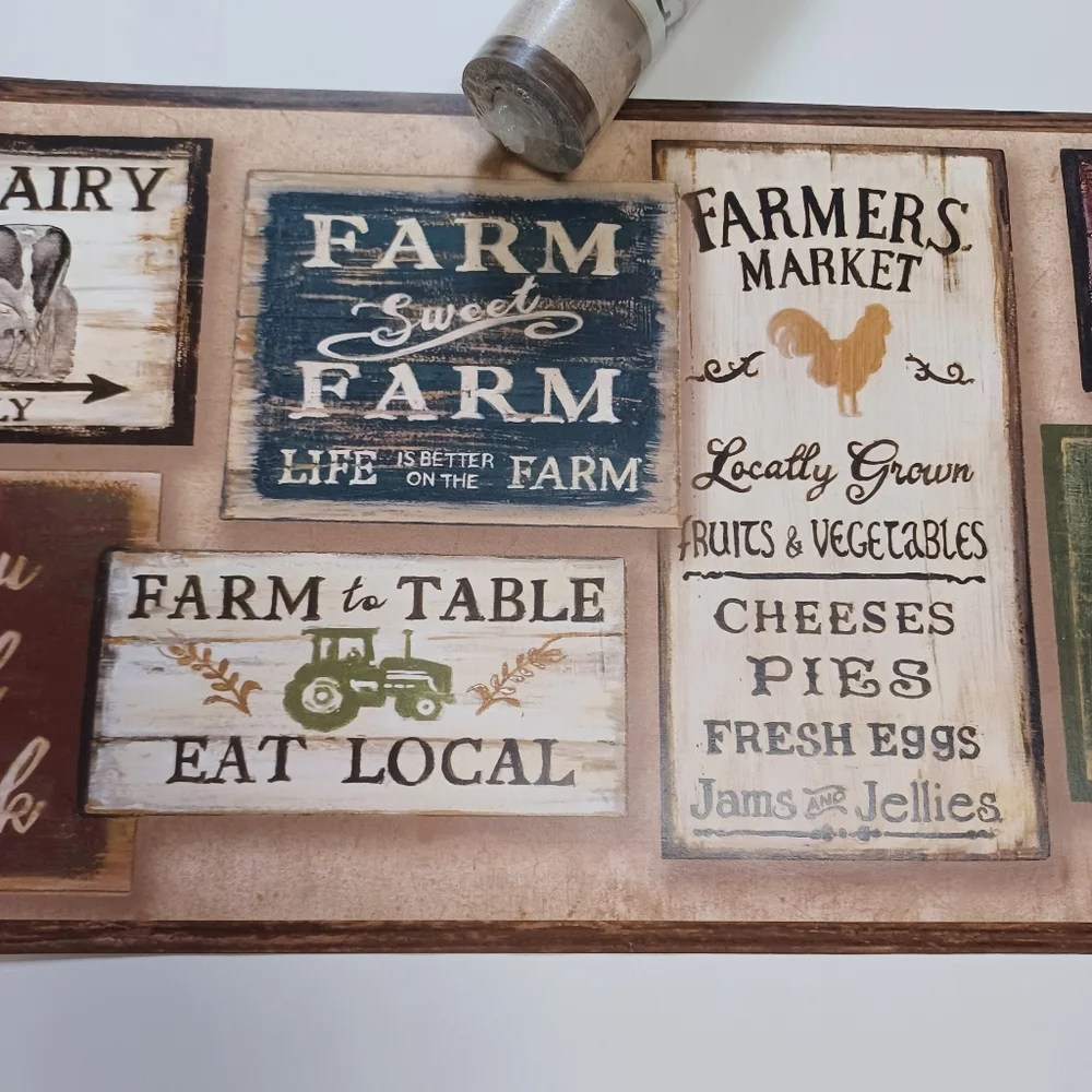 Wallpaper Border Farm to Table Country Market Signs
